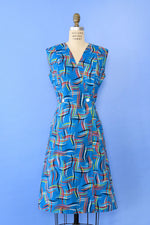 Italian Cotton Abstract Wrap Dress L