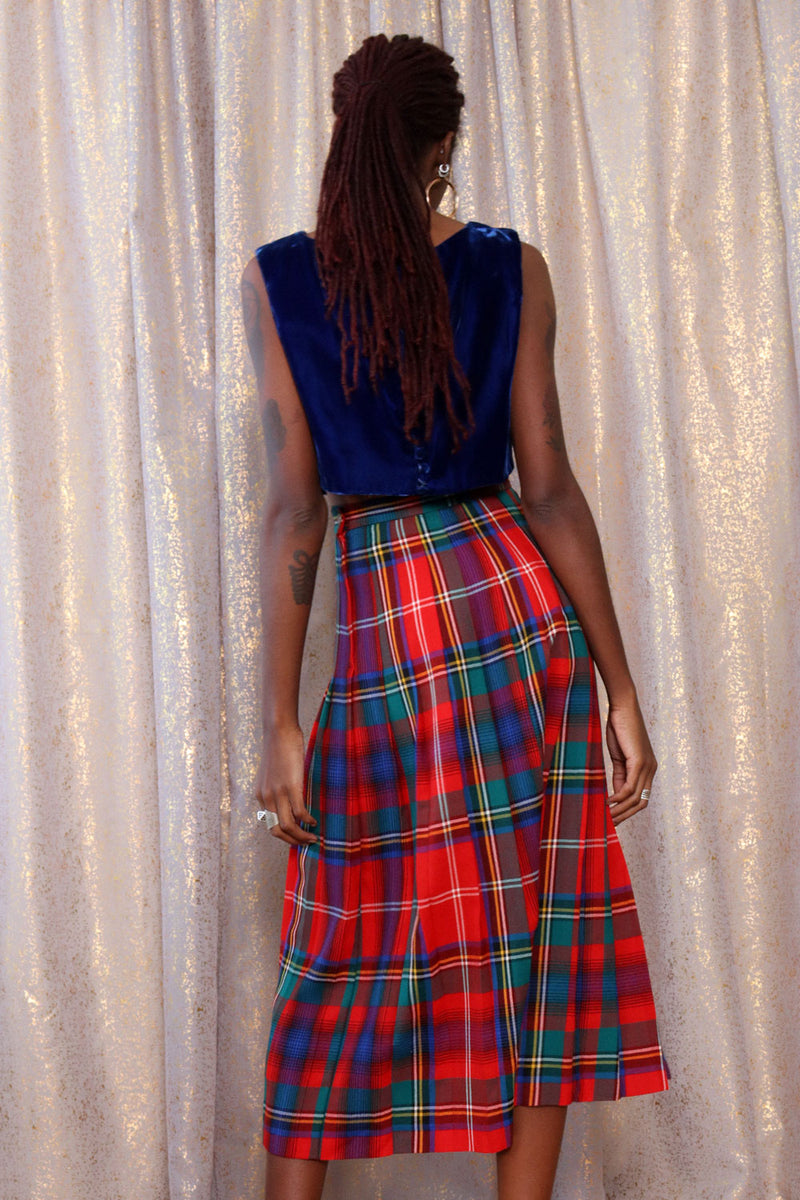 Talbots Tartan Pleated Midi Skirt S