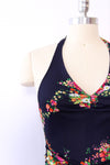 1970s Dark Floral Mini Wrap Dress XS/S