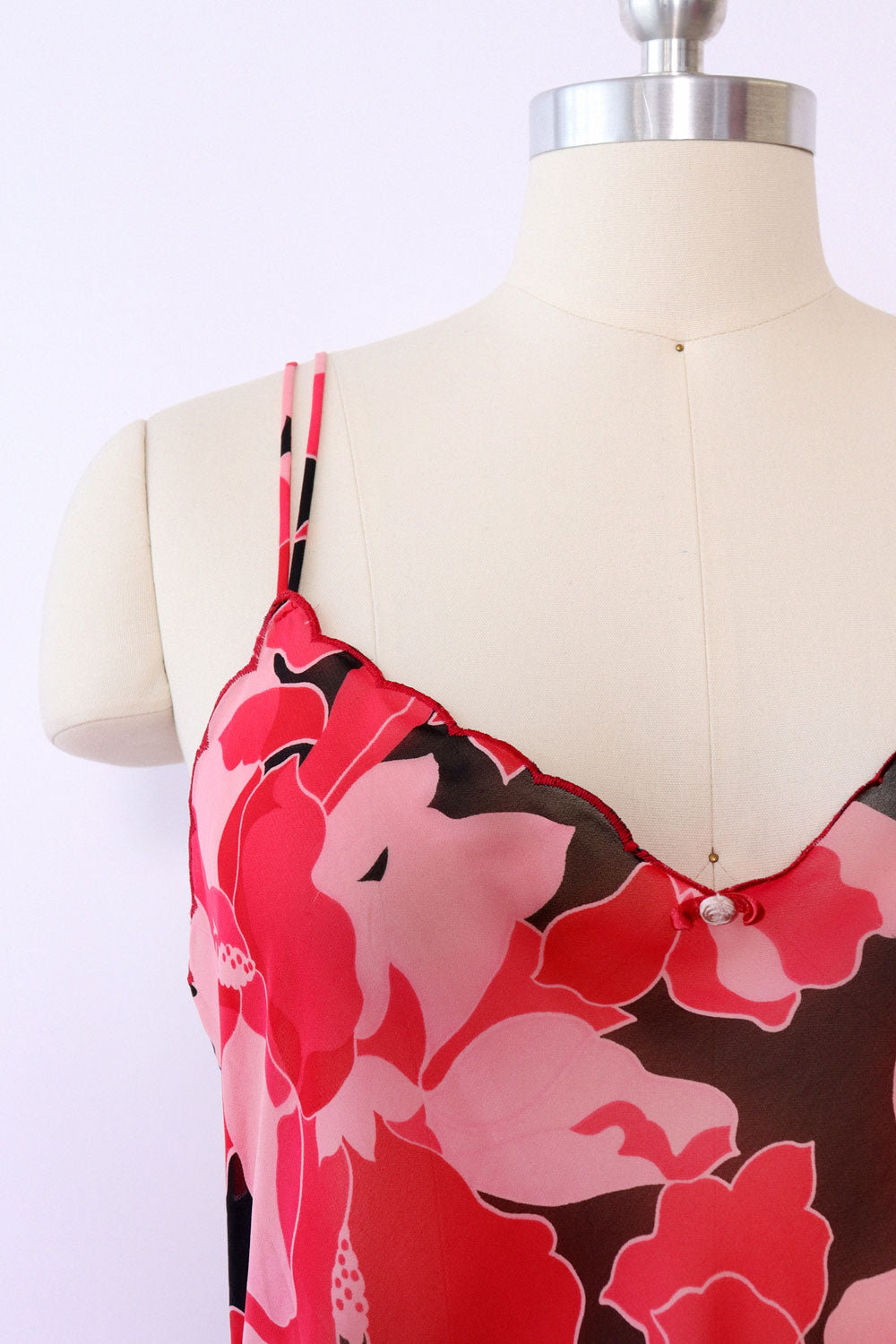 Sheer Magenta Floral Slip L