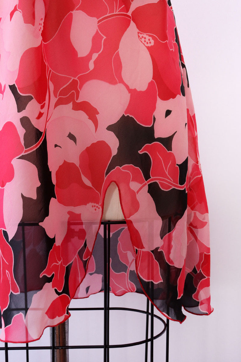Sheer Magenta Floral Slip L