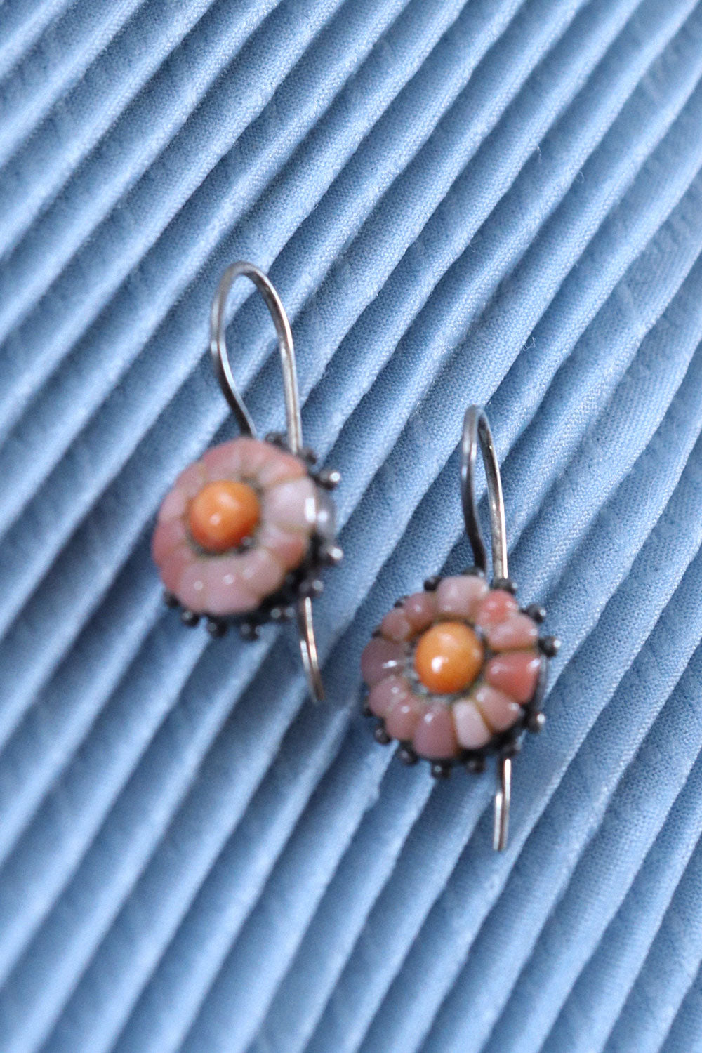 Sterling Rose Flower Drop Earrings