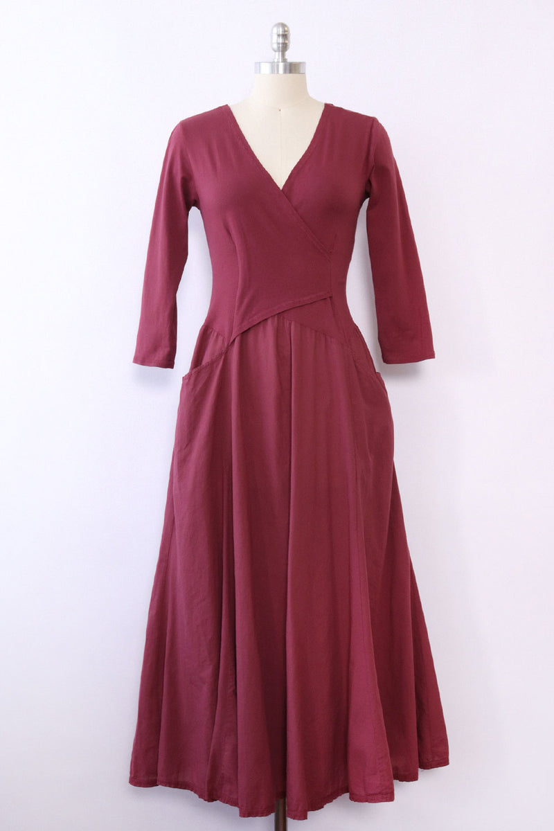 Plum Cotton Surplice Dress M