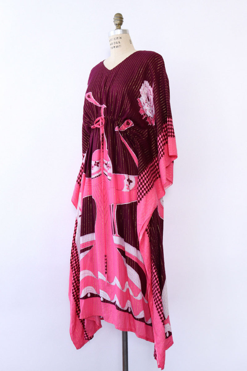 Pink Peacock Deco Caftan S-XL