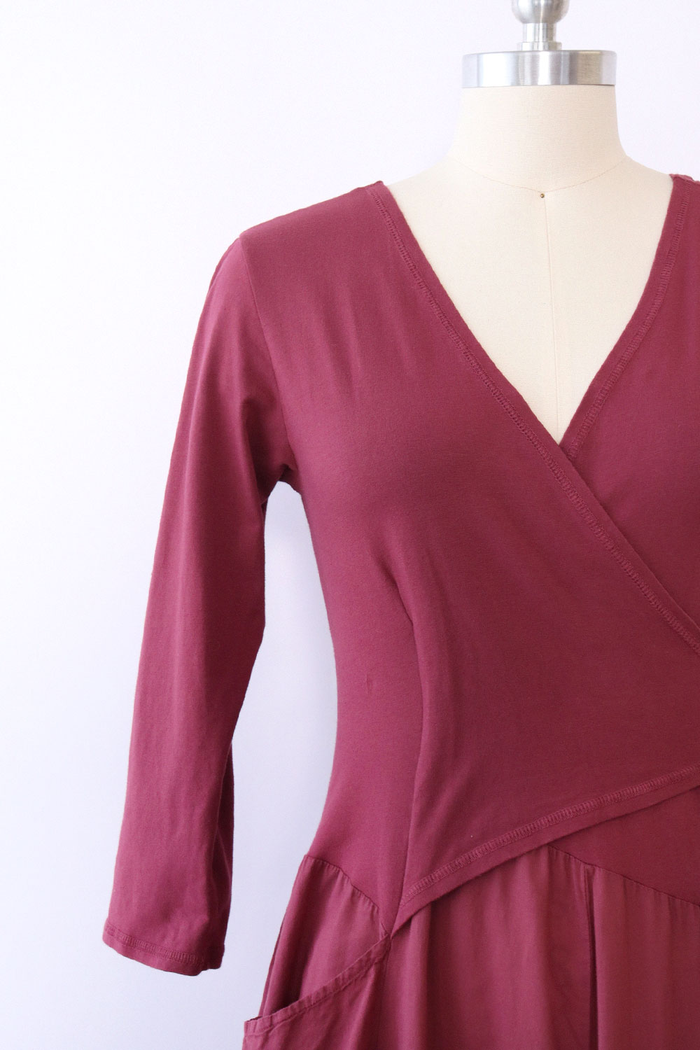 Plum Cotton Surplice Dress M