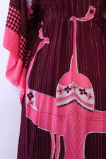 Pink Peacock Deco Caftan S-XL