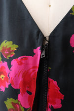 Draped Silk Floral Wiggle Dress M