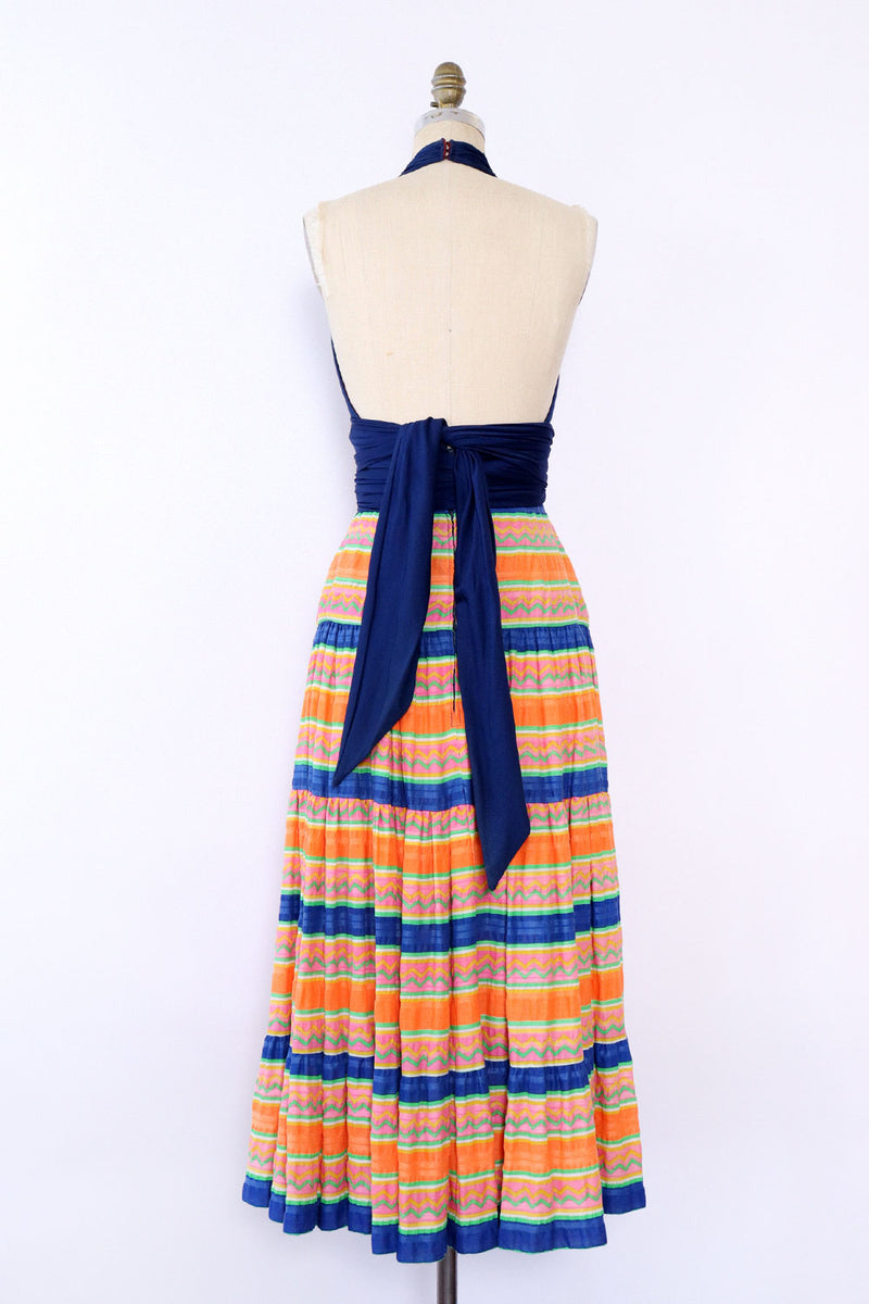 Sunset Stripe Halter Dress XS/S OMNIA Sunset Stripe Halter Dress XS/S OMNIA