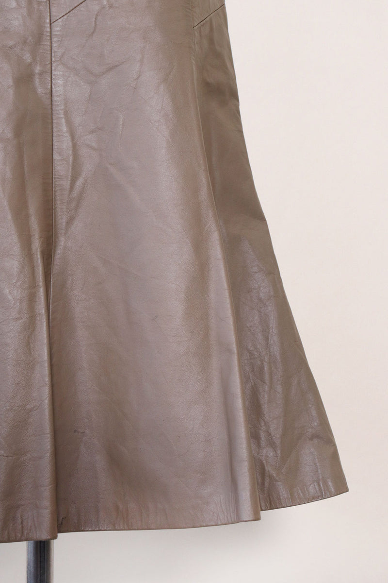 Taupe Leather Trumpet Skirt M