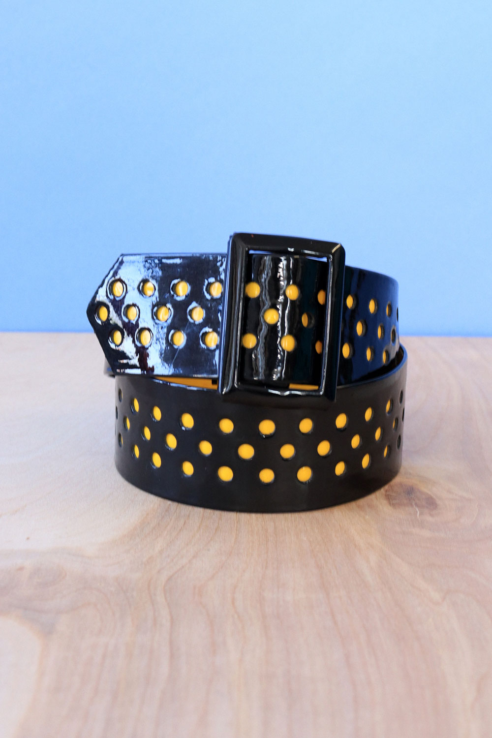 Yellow Vinyl Polka Dot Belt