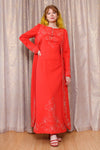 Custom Canary Red Beaded Ensemble M