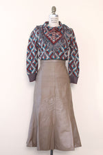Taupe Leather Trumpet Skirt M