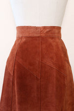 Chestnut Suede Button Skirt S