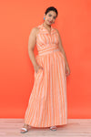 Creamsicle Stripe Halter Maxi L/XL