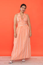 Creamsicle Stripe Halter Maxi L/XL