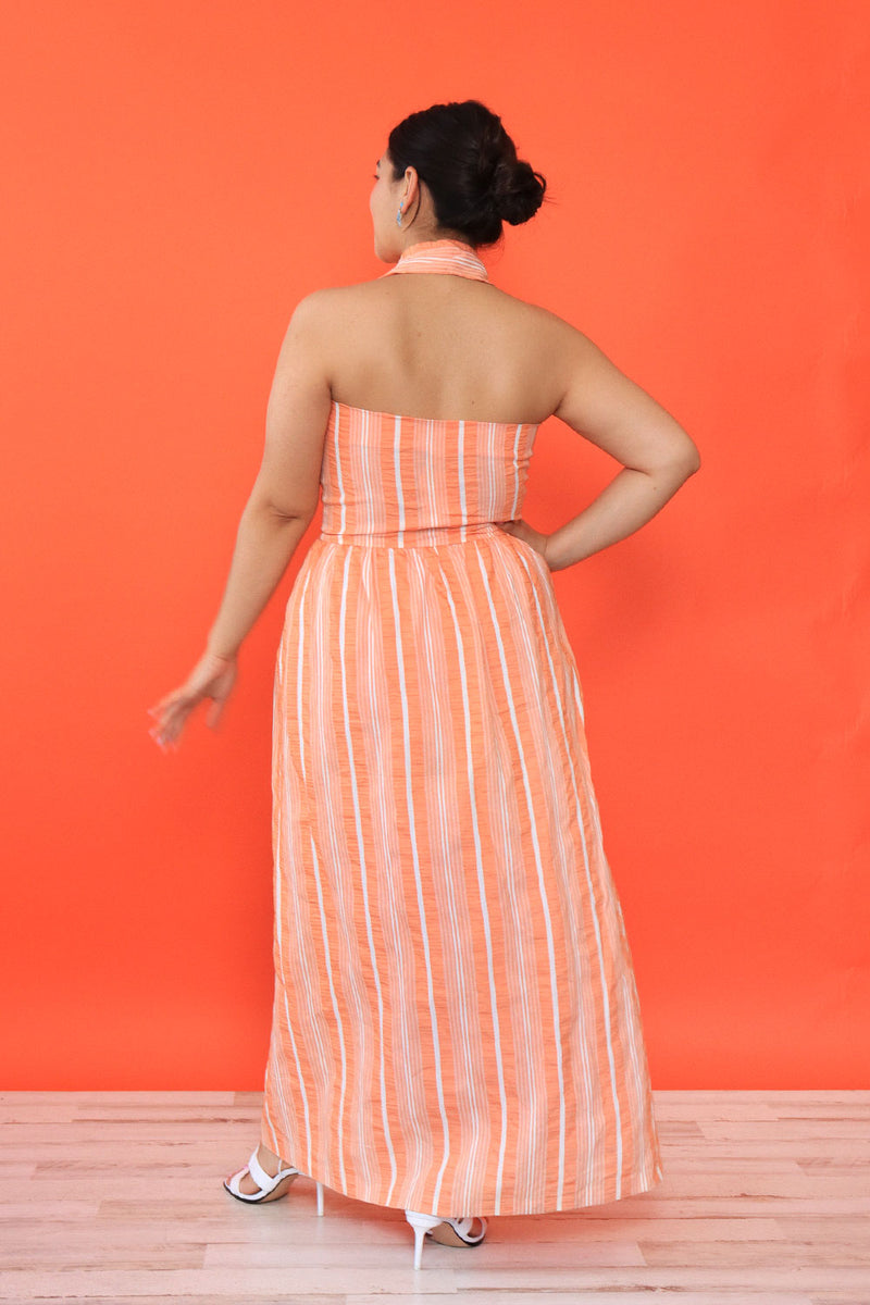Creamsicle Stripe Halter Maxi L/XL OMNIA Creamsicle Stripe Halter Maxi L/XL OMNIA