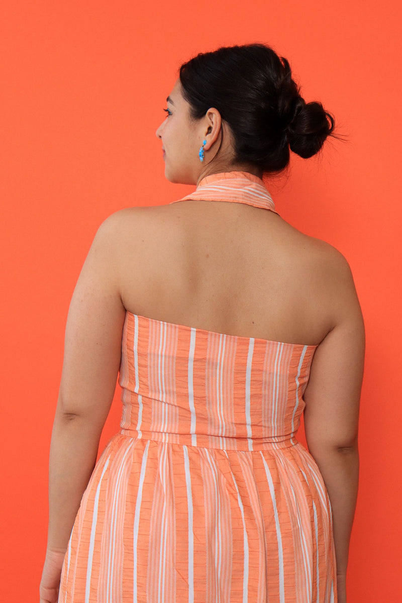 Creamsicle Stripe Halter Maxi L/XL