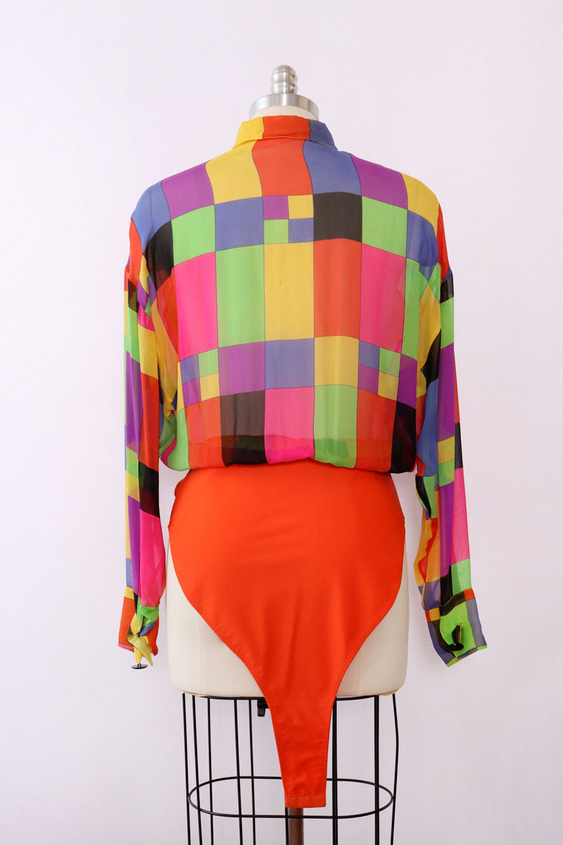 Gianni Versace Silk Chiffon Bodysuit M-M/L