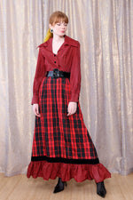 Mixed Plaid Quilted Hostess Dress XS