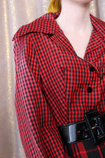 Mixed Plaid Quilted Hostess Dress XS