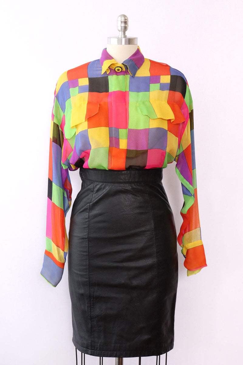 Gianni Versace Silk Chiffon Bodysuit M-M/L