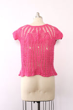 Carnation Pink Crochet Top M