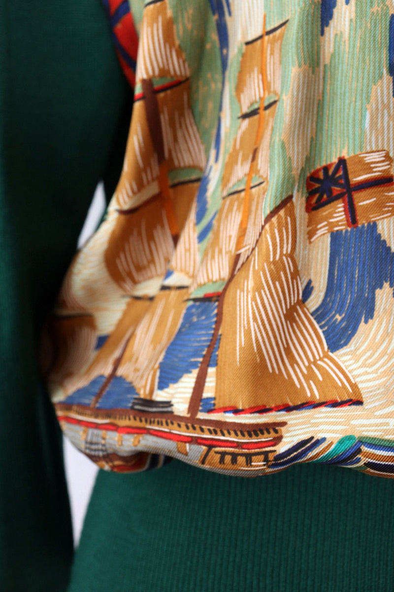 Hermès Marine Silk Cardigan M-M/L