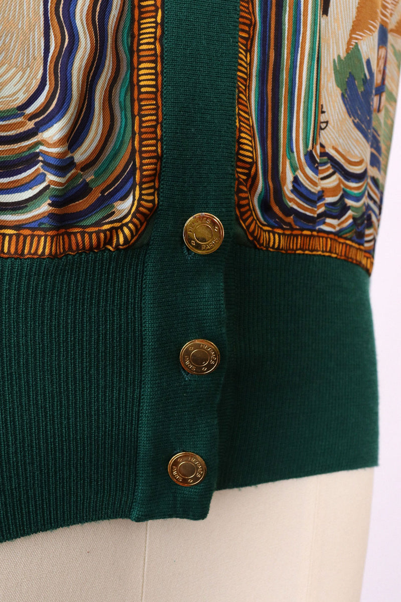 Hermès Marine Silk Cardigan M-M/L