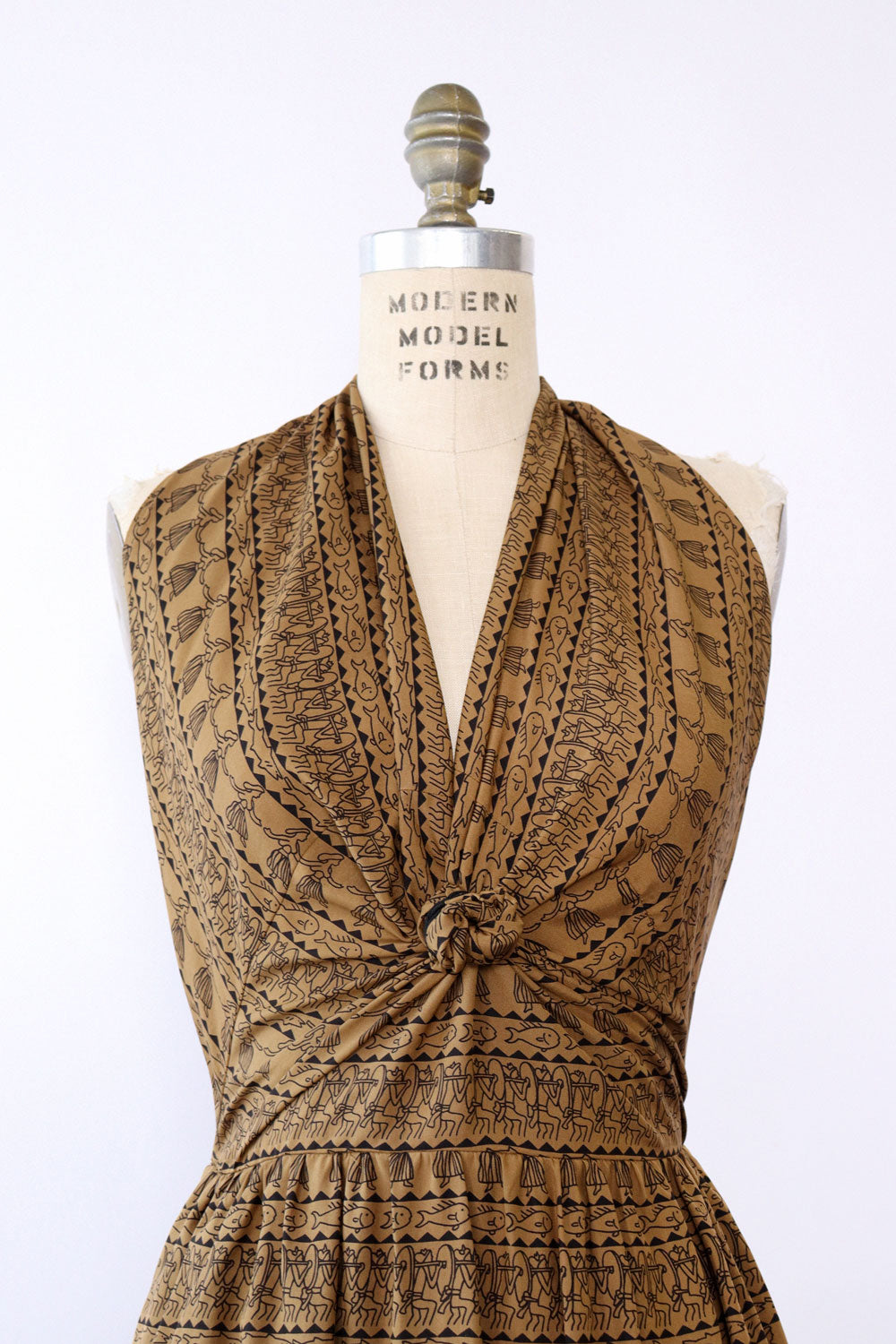 Pottery Print Silk Convertible Dress L/XL