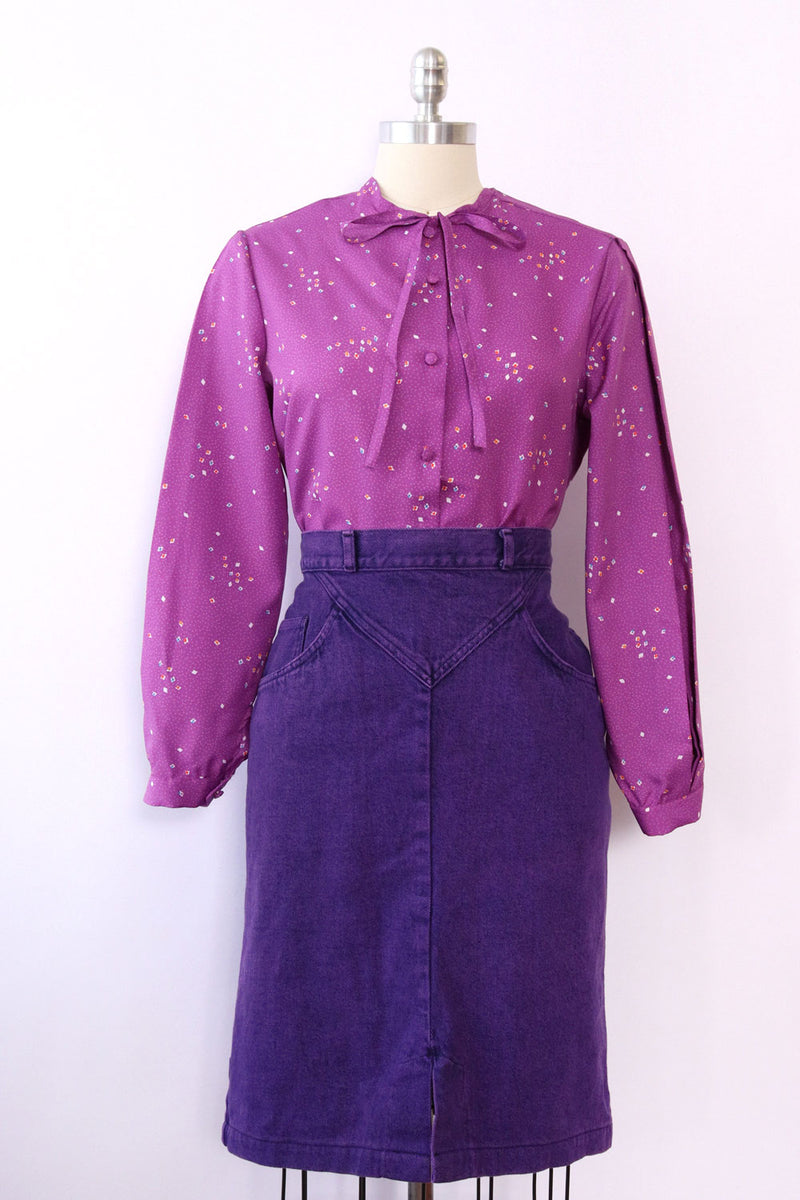 Overdyed Purple Denim Skirt L