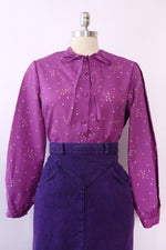 Lanvin Grape Pleat Sleeve Blouse M