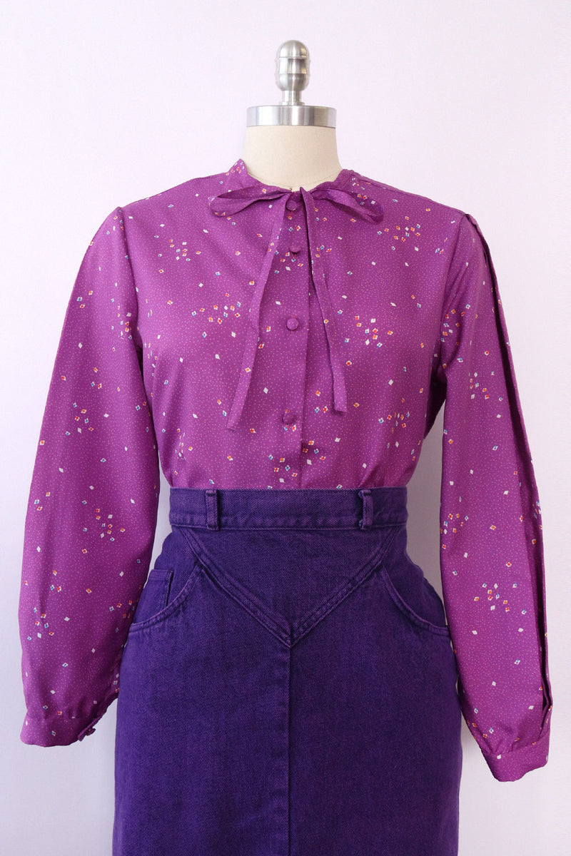 Lanvin Grape Pleat Sleeve Blouse M