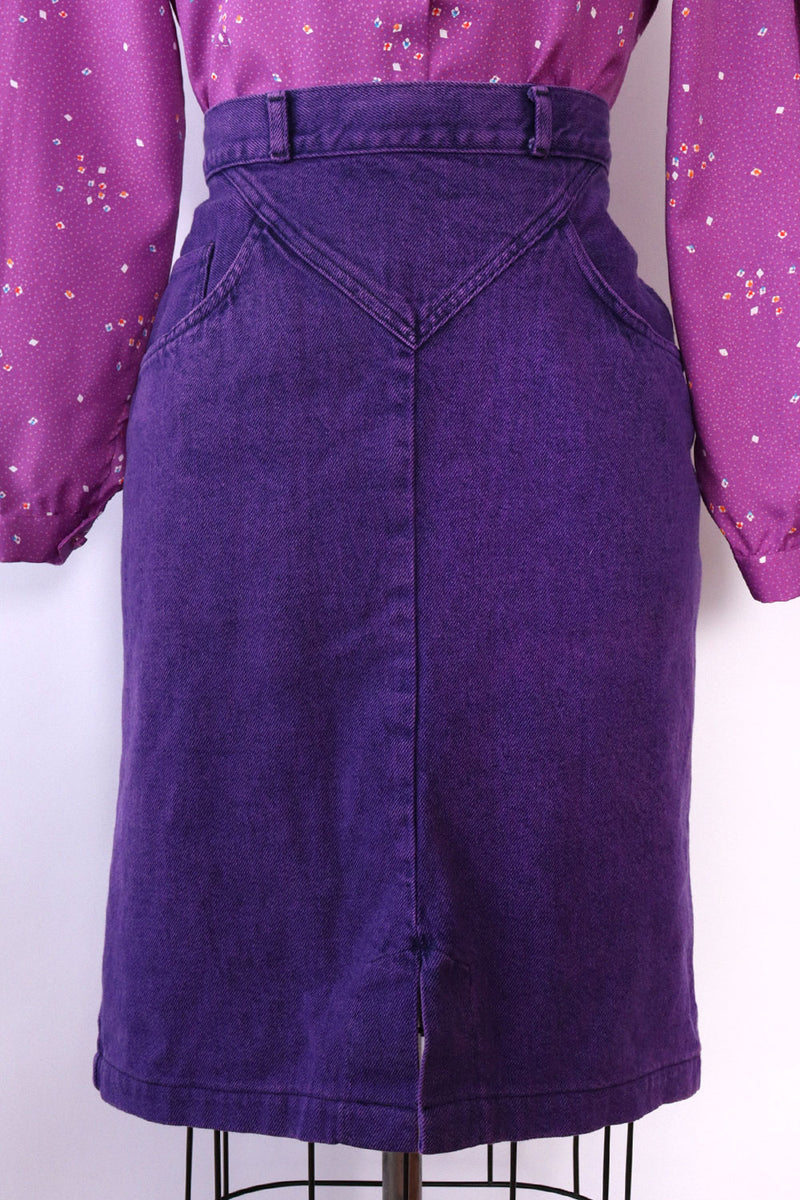 Overdyed Purple Denim Skirt L