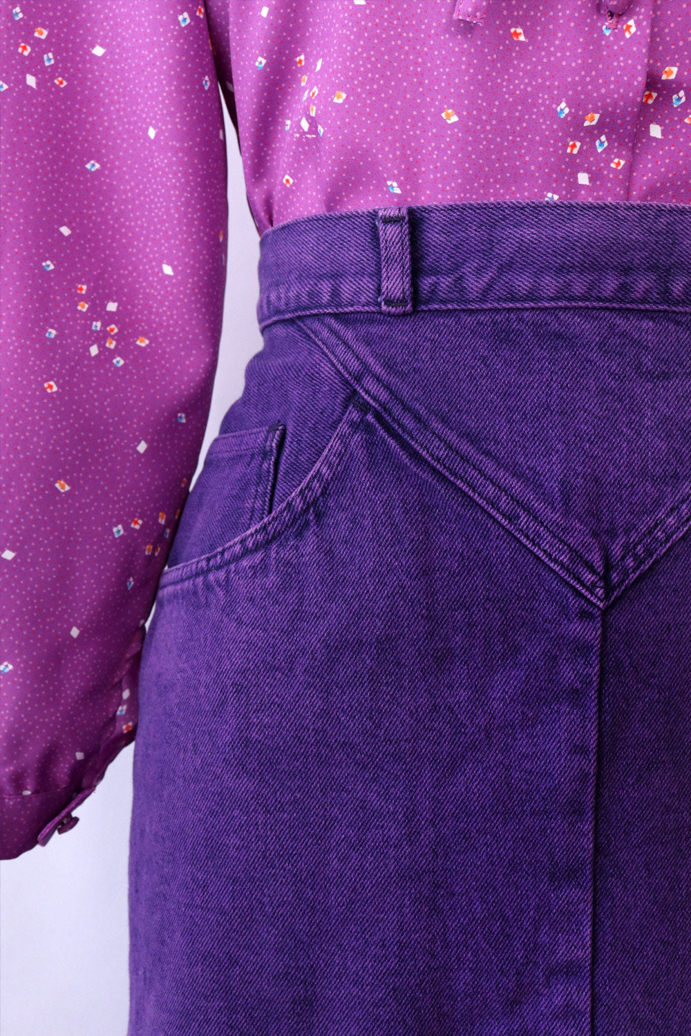 Overdyed Purple Denim Skirt L