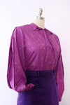 Lanvin Grape Pleat Sleeve Blouse M