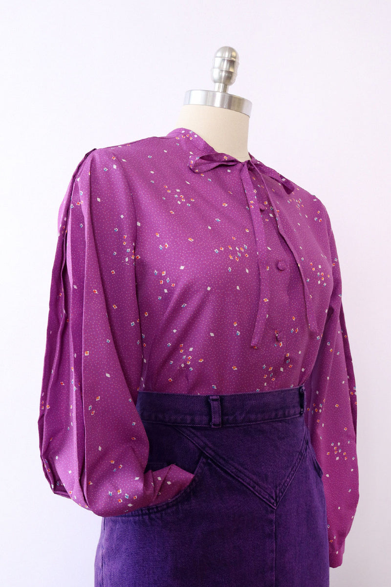 Lanvin Grape Pleat Sleeve Blouse M