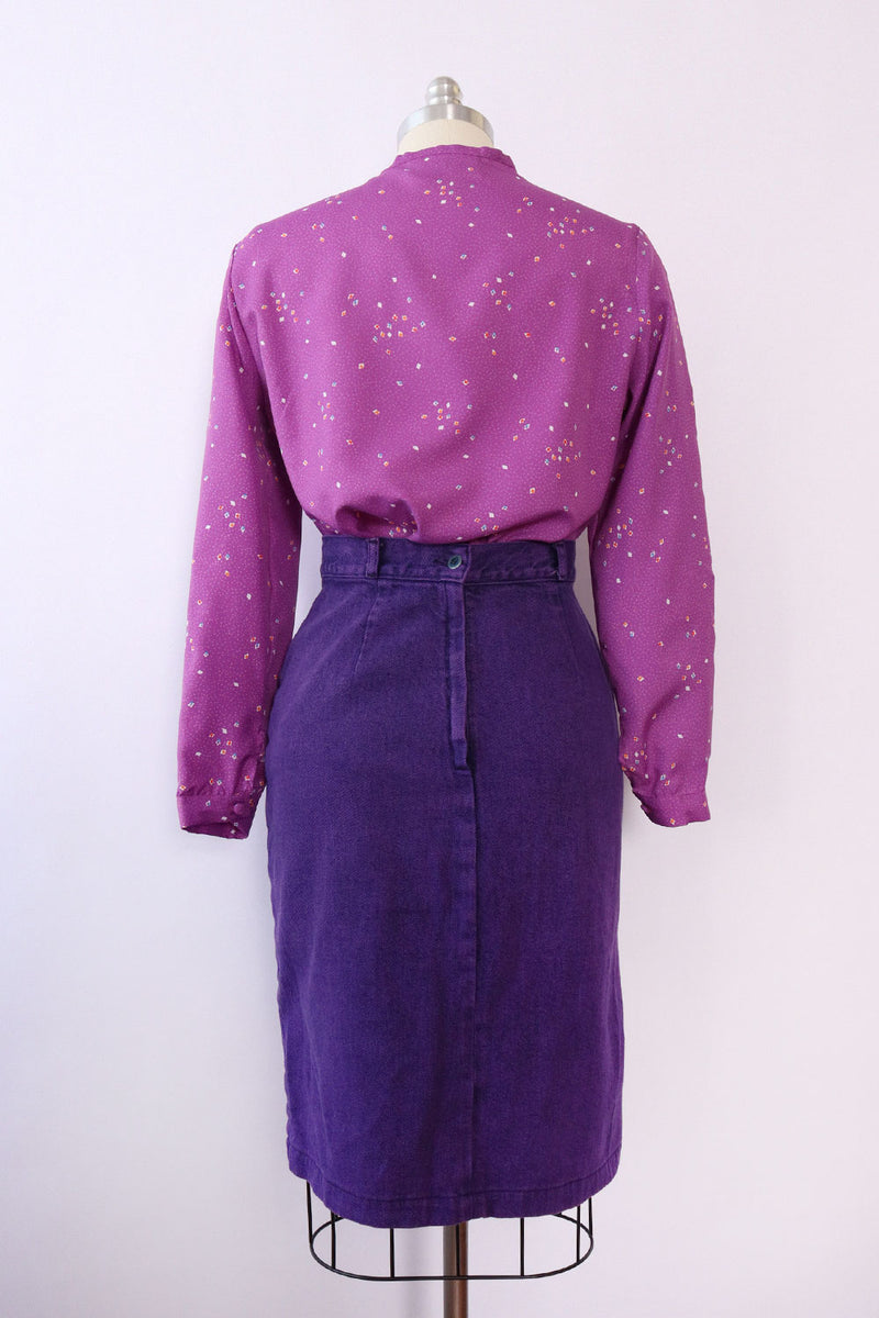 Overdyed Purple Denim Skirt L