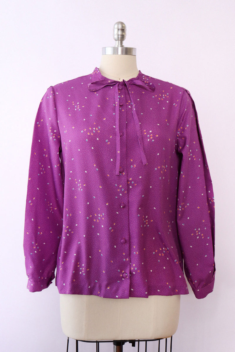 Lanvin Grape Pleat Sleeve Blouse M