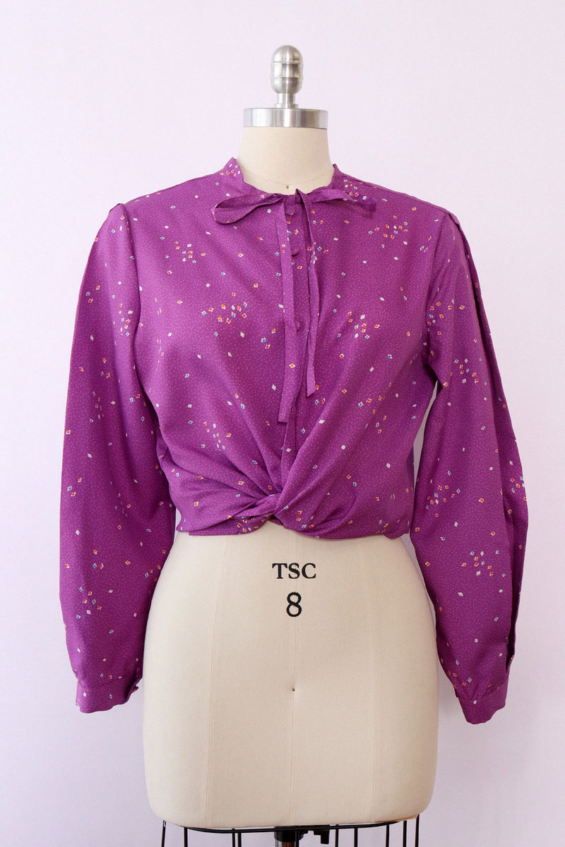 Lanvin Grape Pleat Sleeve Blouse M