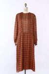 Copper Indian Metallic Silk Tie Dress M/L