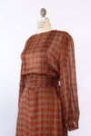 Copper Indian Metallic Silk Tie Dress M/L