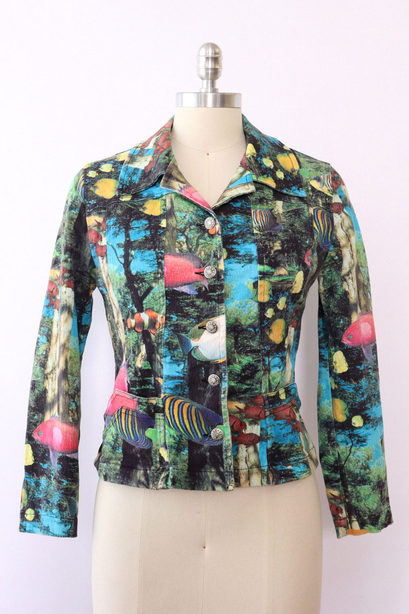 Aquarium Print Denim Jacket S/M
