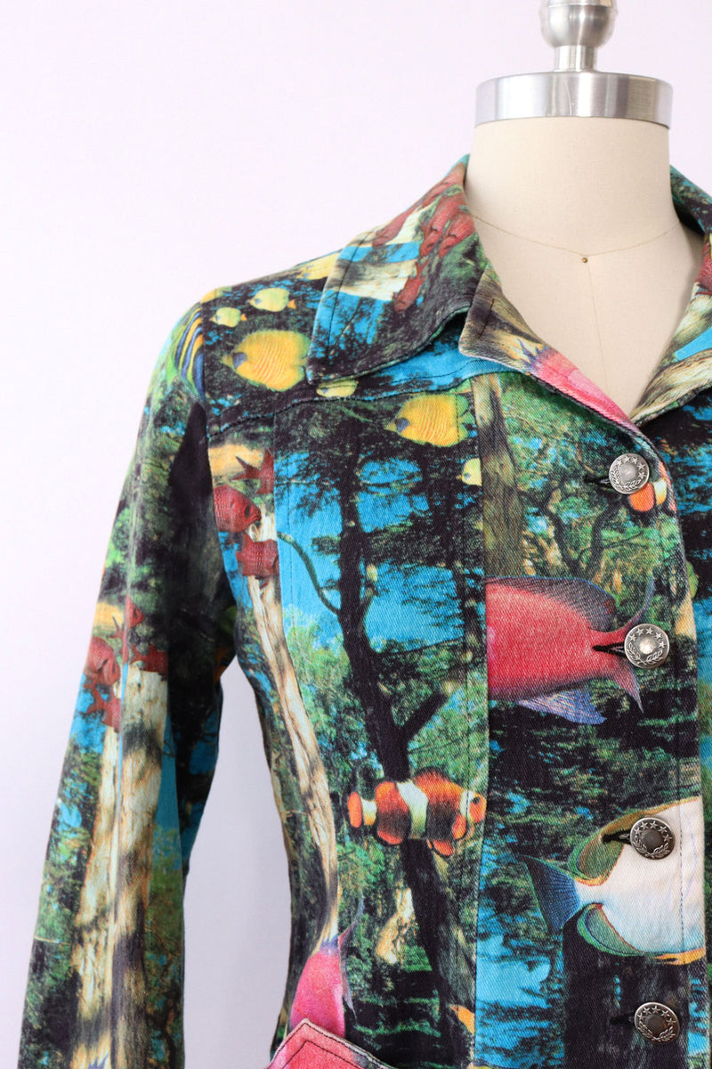 Aquarium Print Denim Jacket S/M