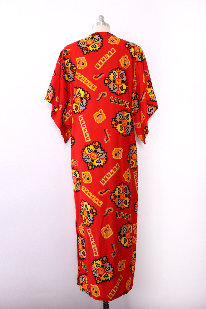 David Brown Fiery Ikat Print Caftan XS/S