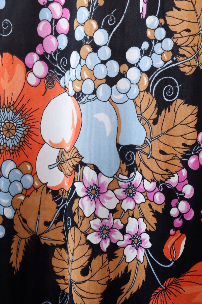 Botanical Bird Print Wrap Robe Dress M