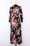 Botanical Bird Print Wrap Robe Dress M