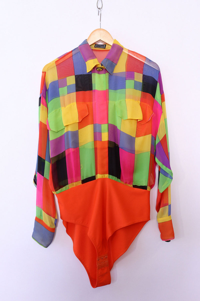Gianni Versace Silk Chiffon Bodysuit M-M/L