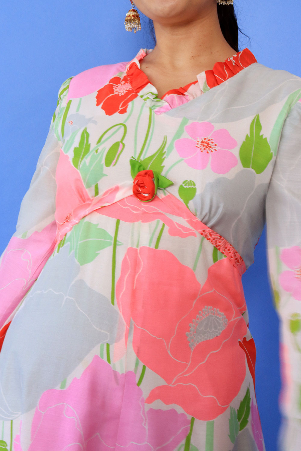 Silk Macro Poppy Dress L