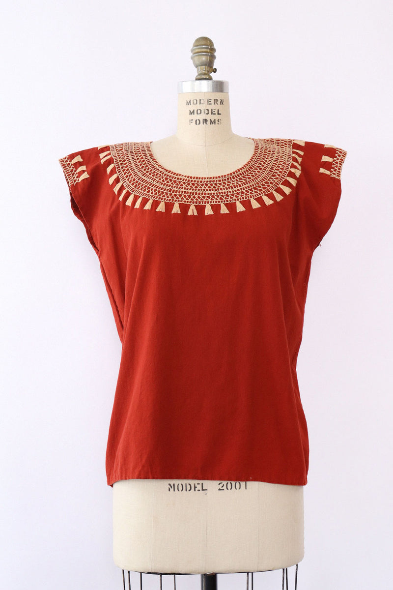 Burnt Sienna Embroidered Tunic S-L