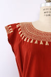 Burnt Sienna Embroidered Tunic S-L